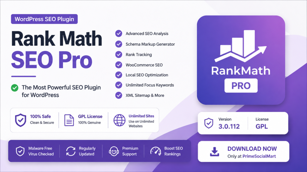Rank Math SEO Pro Plugin Free Download v3.0.112 (GPL) – Premium WordPress SEO Tool